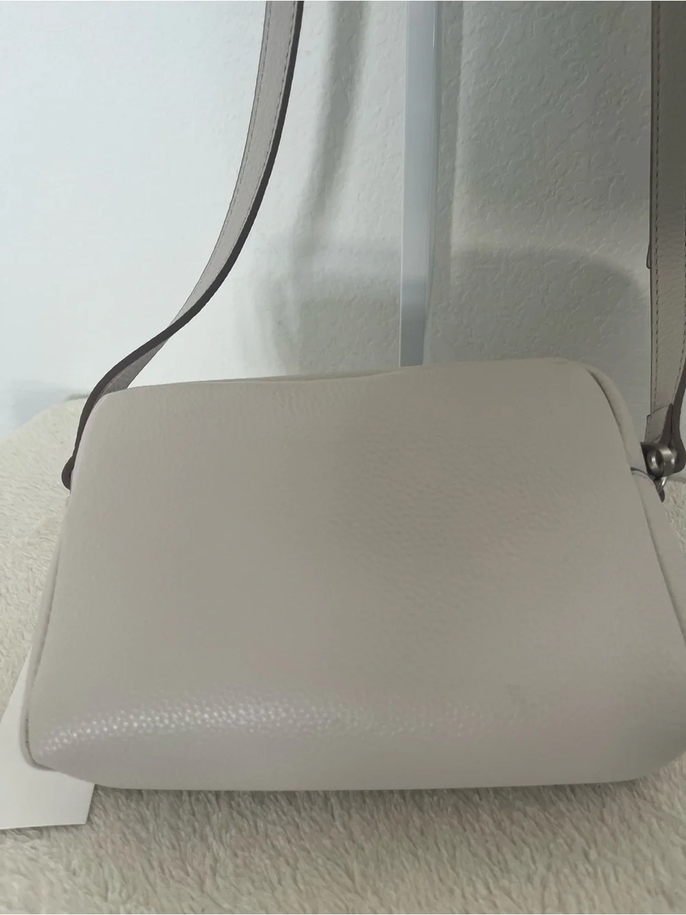 Calvin Klein Pebbled Crossbody Bag in Light Taupe